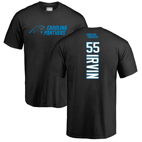 Carolina Panthers Men Black Bruce Irvin Backer NFL Football #55 T Shirt->nfl t-shirts->Sports Accessory